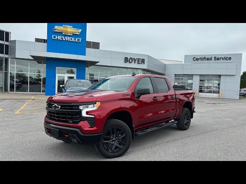 2024 Chevrolet Silverado 1500 Crew Cab Short Box 4-Wheel Drive LT Trail Boss in Red for sale at Boyer Chevrolet Lindsay Ltd. in Lindsay, ON