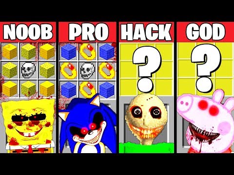 Minecraft Battle: HORROR .EXE CRAFTING CHALLENGE - NOOB vs PRO vs HACKER vs GOD Minecraft Animation