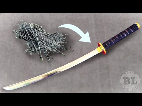 Forging a Damascus KATANA out of Bicycle Spokes