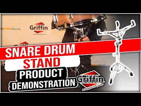 Snare Drum Stand (2-Pack) by GRIFFIN | Chrome Double-Braced Lightweight Mount for Snares, Tom Drums & Practice Pads | Slip-Proof Gear Tilter & Clamp-Style Basket Holder image 15