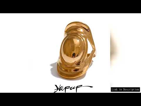 Yhpup 7# 18K PVD Plated Metal Geometric Big Statement Ring for Women Stainless Steel Trendy Jewelry
