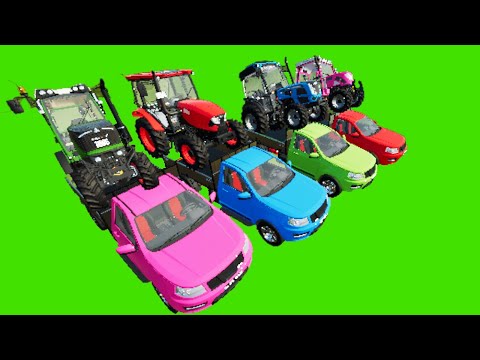 TRANSPORT OF COLORS! FENDT, JOHN DEERE, LANDINI & MINI TRACTOR WITH PICK UP - Farming Simulator 22