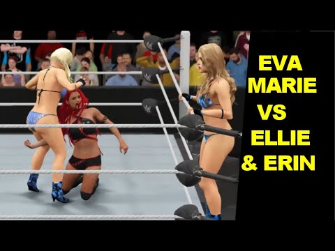 WWE 2K17 Eva Marie vs Amazons Ellie & Erin - 2 on 1