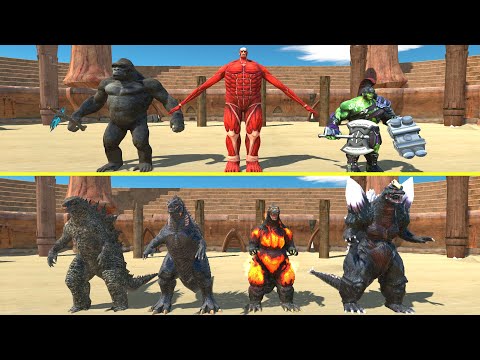 The Battle Of The Strongest Creatures Godzilla vs King Kong - Animal Revolt Battle Simulator