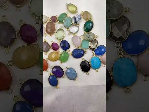 Rose quartz gemstone connector gold plated gemstone 12-15mm ...