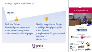 PyParis 2017 – Writing a C Python extension in 2017 by Jean-Baptiste Aviat