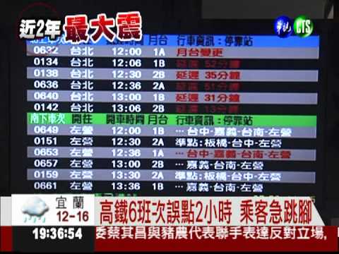 南台"震"撼! 高鐵6班次誤點2小時