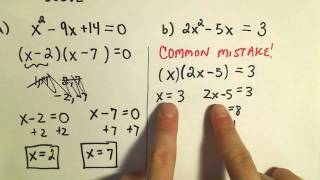 Solving Quadratic Equations by Factoring - Basic Examples