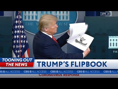 トランプのフリップブックの漫画の豚は深みにはまっていく (Trump's flipbook cartoon pig goes off the deep end)