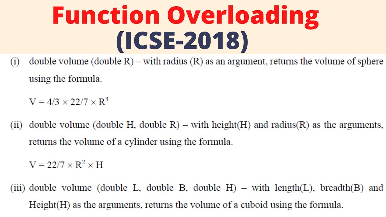 Function Overloading in Java | ICSE Class 10 Computer Application