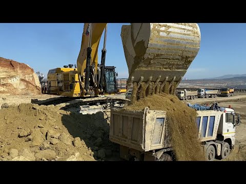 Caterpillar 6015B Excavator Loading Mercedes & MAN Trucks - Sotiriadis Mining Works