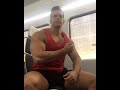 Flexing in the train. PECS BOUNCING