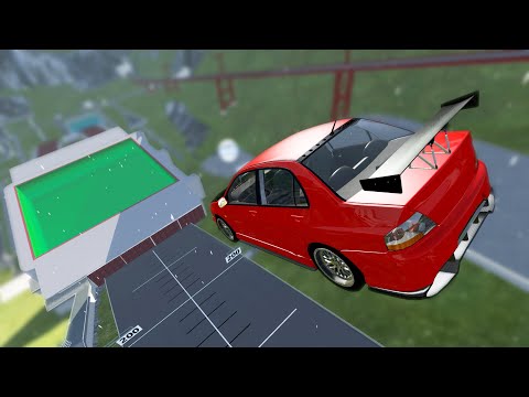 Car Jumping into Acid Pool - BeamNG drive