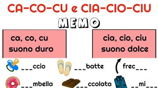 Ripassiamo i suoni CA CO CU, CIA CIO CIU (esercizio e dettato).