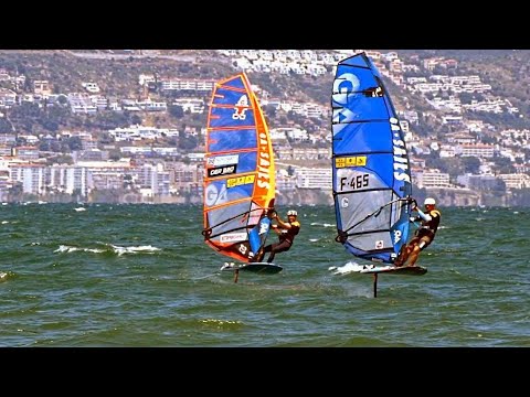 PWA - Day 2 at Slalom World Cup Costa Brava - exciting Foil Windsurfing Final Elimination 4