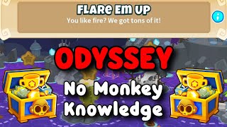 BTD6 Odyssey | No Monkey Knowledge Guide | Hard Mode Tutorial | Flare Em Up