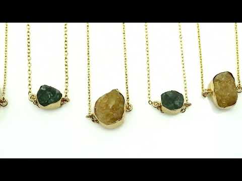 Rough Gemstone Necklace Pendant, 17x12mm (approx) Raw Free From Gold Plated Gemstone, Double Bail