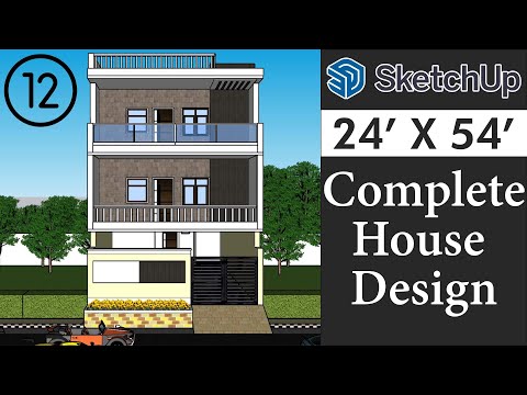 24 X 54 House Design in Sketchup for Beginners || Tutorial in Hindi