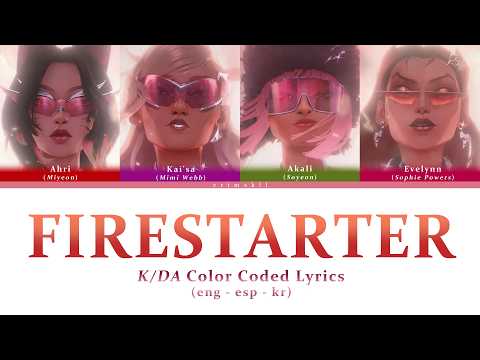 K/DA - FIRESTARTER ft. MIYEON and SOYEON (from i-dle), Sophie Powers, Mimi Webb (Color Coded Lyrics)