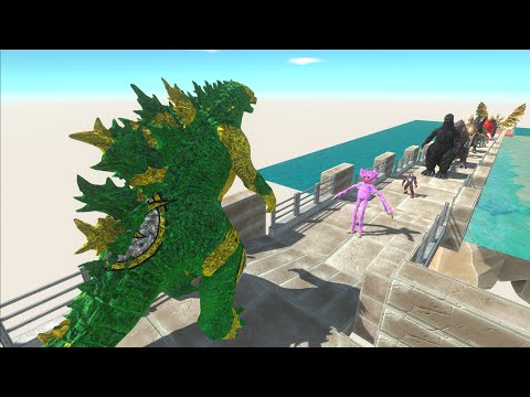 GODZILLA 2021 T REX GREEN FLASH VS GHIDORAH LAVA DEATH CLIMB- Animal Revolt Battle Simulator