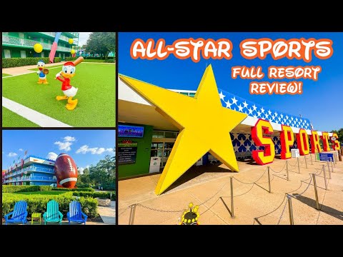 Disney's All Star Sports Full Tour 2023! Tour pelos quartos, áreas do hotel, piscinas, lobby, loja de presentes e muito mais!