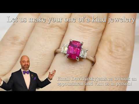 SOLD -  2.13ct Ruby & Diamond Three Stone Ring set in Platinum, GIA  Mozambique - JW0020-GIAR0421