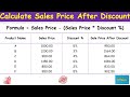 Calculate Sales Price After Discount In Excel Calculate Revised Price After Discount