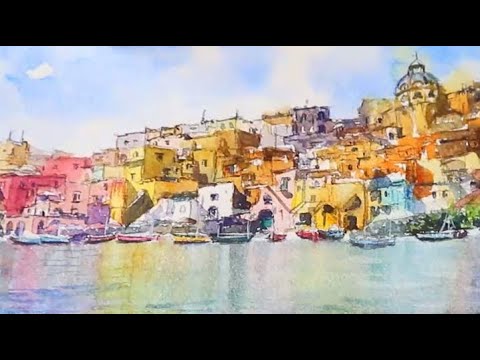 How to paint Amalfi Coast Italy in Watercolor Part II