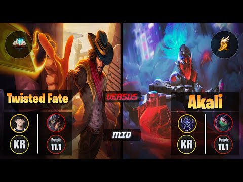 Naehyun TWISTED FATE (Mid) [Unsealed Spellbook] VS AKALI - Diamond KR Patch 11.1