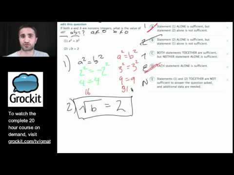 Grockit GMAT TV Lesson 4, Part 4 (Quantitative Data Sufficiency, Problem Solving)