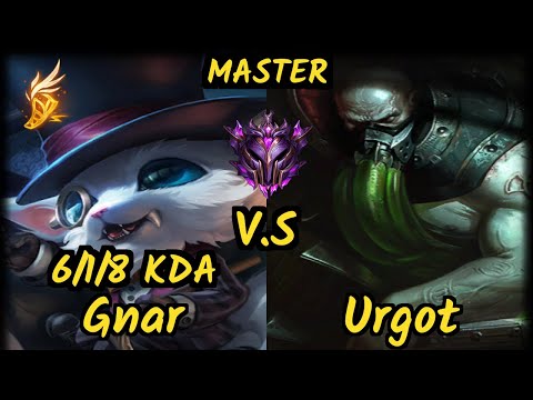 UOL Scarface (GNAR) vs URGOT - 6/1/8 KDA TOP GAMEPLAY - EUW Ranked MASTER
