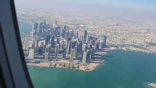 Boeing B777 Qatar Airways taking off from Doha towards London Heathrow QR7 A7-BEU Scenic Views