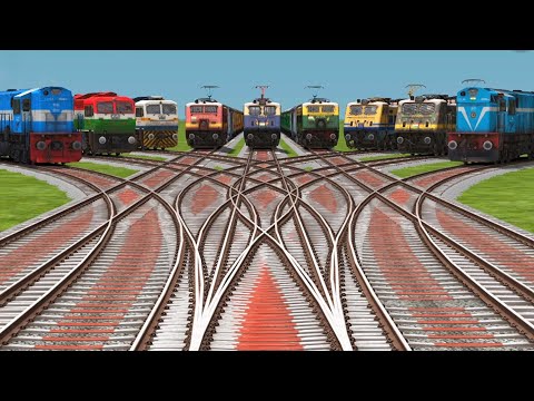 9*Indian Trains Crossings Railroads Journey || By Bumpy Forked Railroad Tracks || #trainvideo 🧯