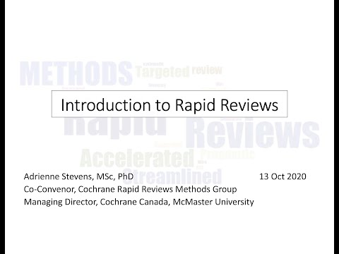 2020 10 13 Cochrane SA webinar:  Introduction to rapid reviews