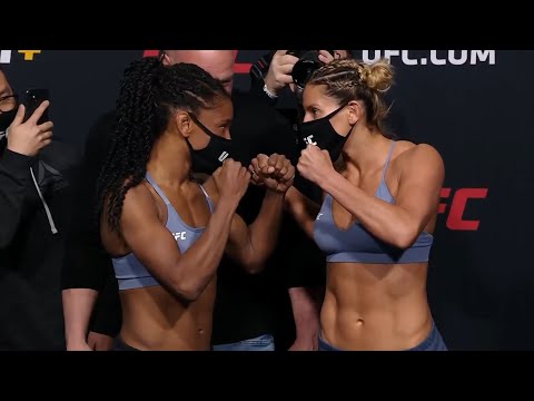 Angela Hill vs. Ashley Yoder - Weigh-in Face-Off - (UFC Fight Night: Rozenstruik vs. Gane) - /r/WMMA