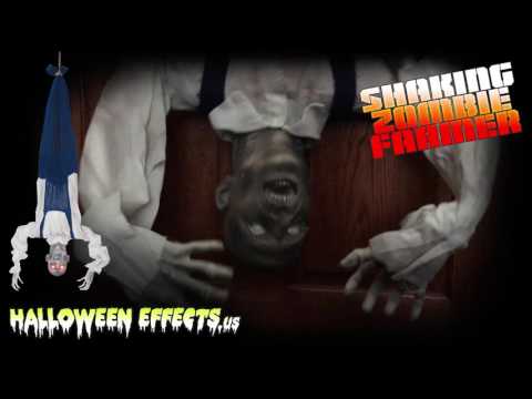 Shaking Upside Down Zombie Farmer Animated Halloween Decoration