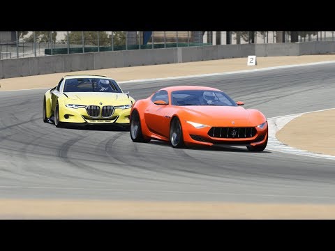 BMW 3.0 CSL Hommage vs Maserati Alfieri at Laguna Seca