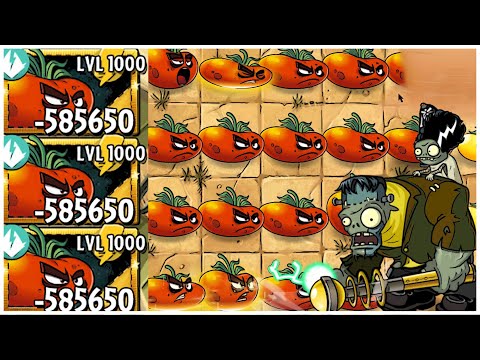 Ultomato Level 1000 and not SO LEVEL 1000 vs Halloween Zombies - Plants vs Zombies 2 Epic Hack