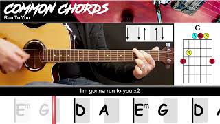 Run To You - Bryan Adams | EASY GUITAR LESSON | Scrolling Chords & Lyrics