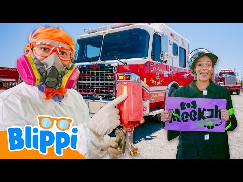 Blippi and Meekah BUILD a REAL Fire Truck🚒 | Blippi & Meekah Challenges and Games for Kids