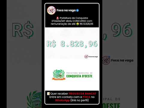 PREFEITURA DE CONQUISTA D'OESTE/MT: EDITAL PUBLICADO! #concursopúblico #aprovação
