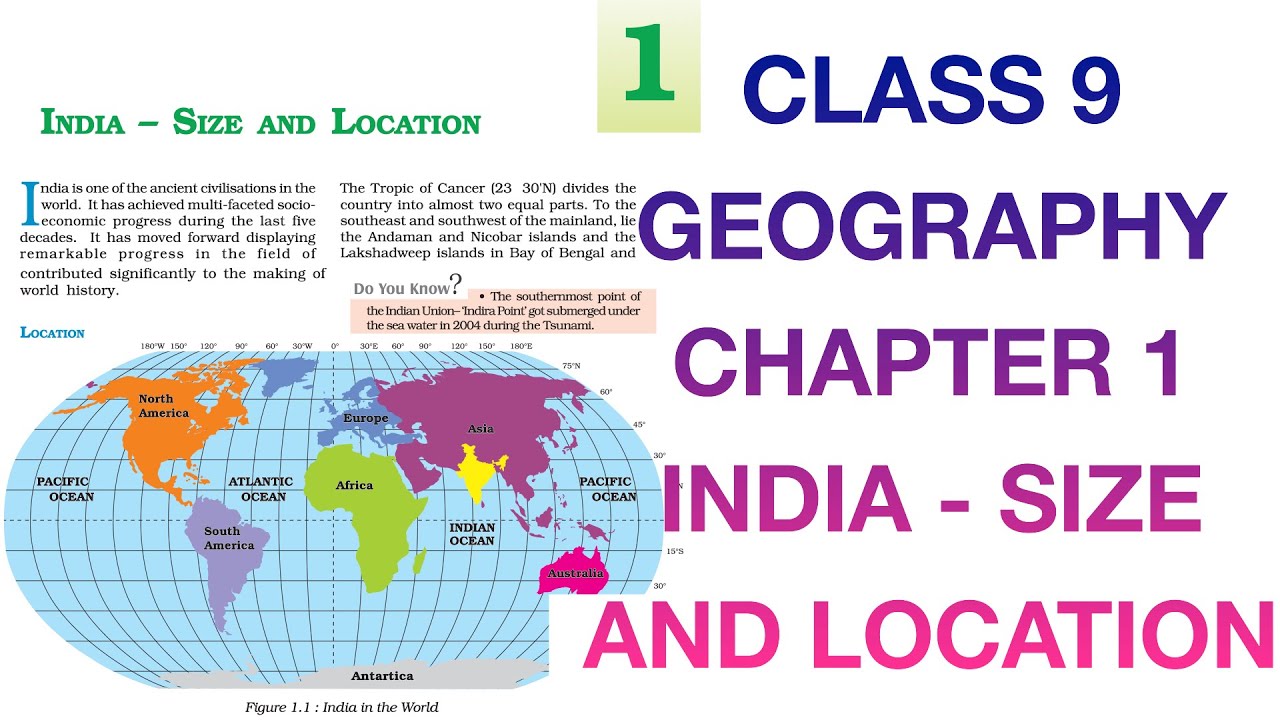 Reading NCERT Class 9 Geography Chapter 1:India-Size and Location|Useful for school exams,UPSC etc