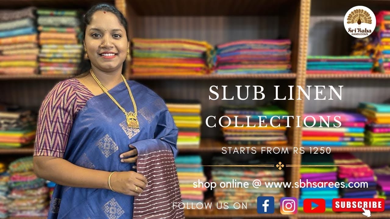 <p style="color: red">Video : </p>Summer Spl Slub Linen Saree Collections 2023-03-08