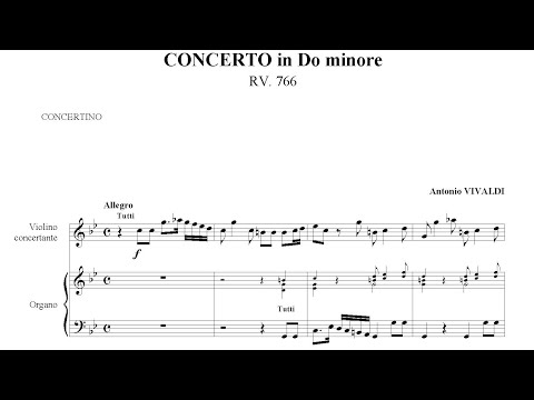 Concerto for Violin and Organ in C minor RV 766 By Antonio Vivaldi (with Score)
