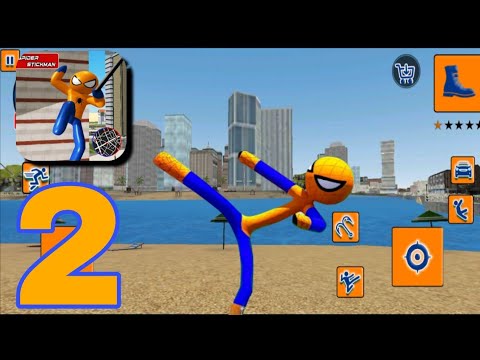 Orange Spiderman Stickman Rope Hero Mafia City New Update #2 Android Gameplay
