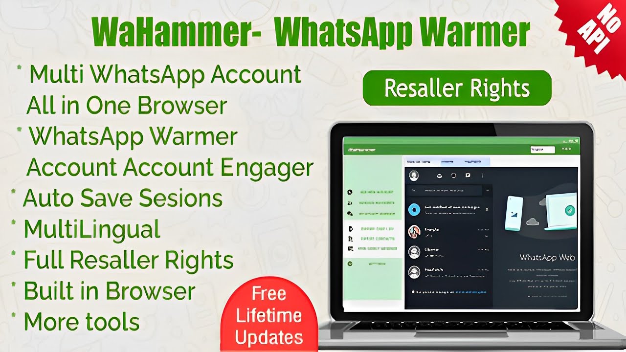 WAHammer – Multi WhatsApp account Browser + WhatsApp Warmer – Account engager (Full Resaller) Windows