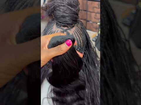 Micro braids with sew sew ins around perimeter #microbraids #humanhairbraids