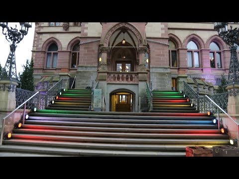 Construction for castle lights at Drachenburg Castle