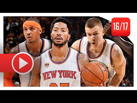 Carmelo Anthony, Derrick Rose & Kristaps Porzingis Highlights vs Cavaliers (2016.10.25) - 52 Pts