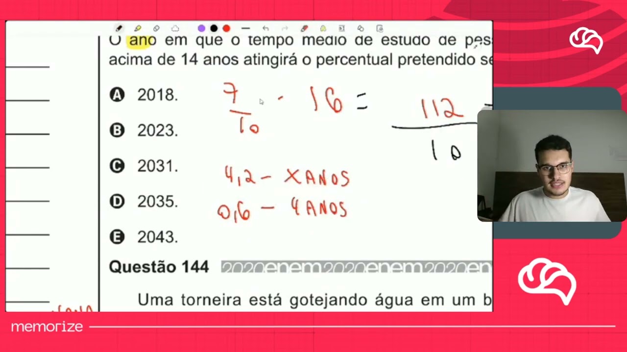 Resolução em Vídeo — Questão 143 ENEM 2020